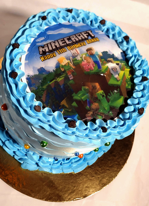 2 kg Eggless Chocolate Cake | Easy Minecraft Theme Cake Design | Easy  Birthday Cake Ideas for Boy - YouTube